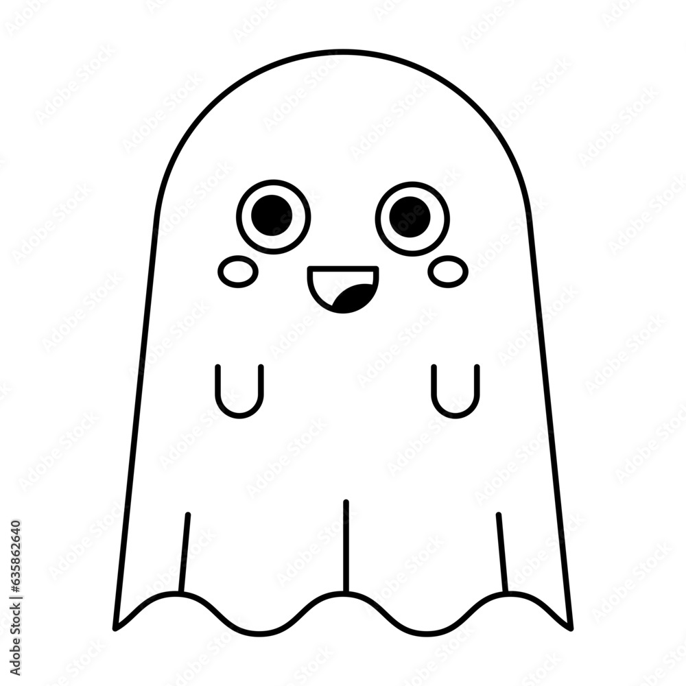 Halloween ghost line icon cartoon. Halloween ghost line icon cartoon.