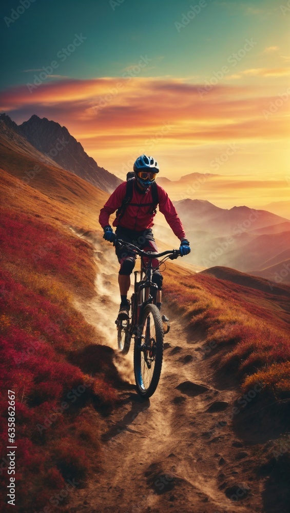 A man riding a bike down a dirt road