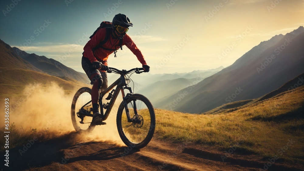 A man riding a bike down a dirt road