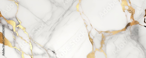 Panel kuchenny z motywem Natural white marble texture with golden inserts