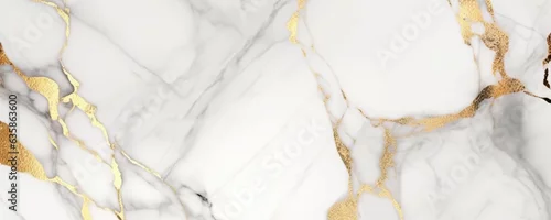 Panel kuchenny z motywem Natural white marble texture with golden inserts