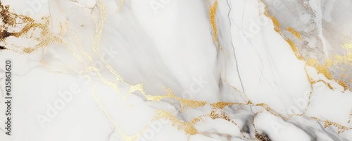 Obraz  z motywem Natural white marble texture with golden inserts