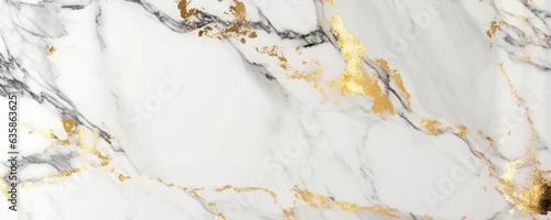 Panel kuchenny z motywem Natural white marble texture with golden inserts