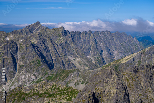 A view on the Mount Krivan and the High Tatras from the Rysy peak.