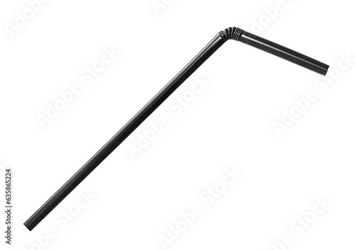 Black drinking straw isolated on transparent PNG.