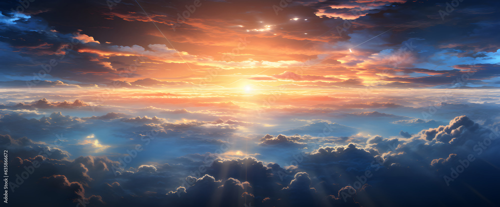 A magical cloudscape paints the sky as the sun sets, casting rays of ethereal light that dance and play across the horizon. The clouds seem to catch fire with hues of pink, orange, and gold. A magical cloudscape paints the sky as the sun sets, casting rays of ethereal light that dance and play across the horizon. The clouds seem to catch fire with hues of pink, orange, and gold.