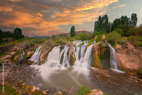 Muradiye waterfall  which is located on the Van - Dogubeyazit highway  a natural wonder often visited by tourists in Van  Turkey