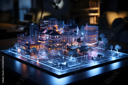 holographic augmented reality technology industry architecture 3D modeling.