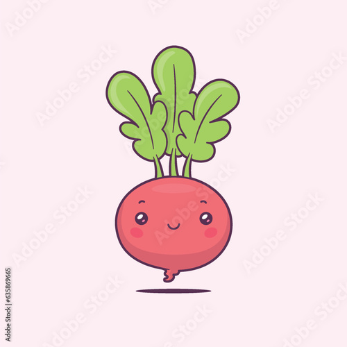 Radish vegetable cartoon kawaii character vector cartoon illustration