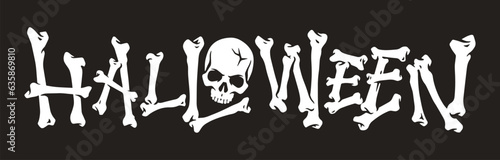 Scary Halloween letters monochrome banner