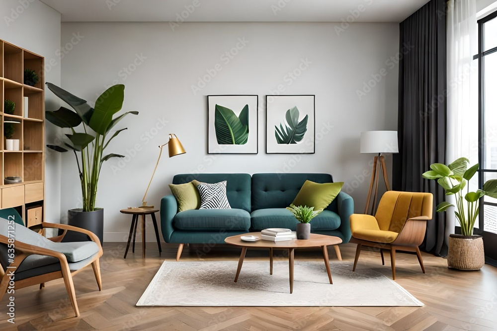 Fototapeta premium modern living room generated ai
