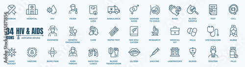HIV and Aids thin line icons. Editable stroke. For website marketing design, logo, app, template, ui, etc. Vector illustration.