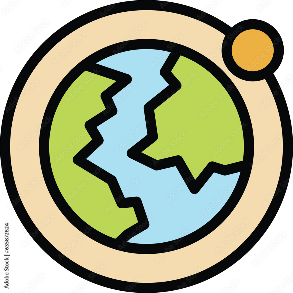 Earth planet icon outline vector. Space astronaut. Cute satellite color flat Earth planet icon outline vector. Space astronaut. Cute satellite color flat
