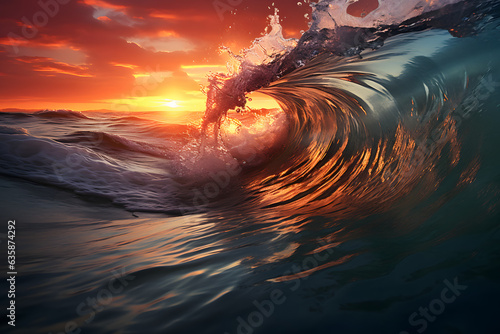 Magical waves at sunset