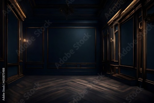 Empty elegant dark room at night with copy space , Generative ai