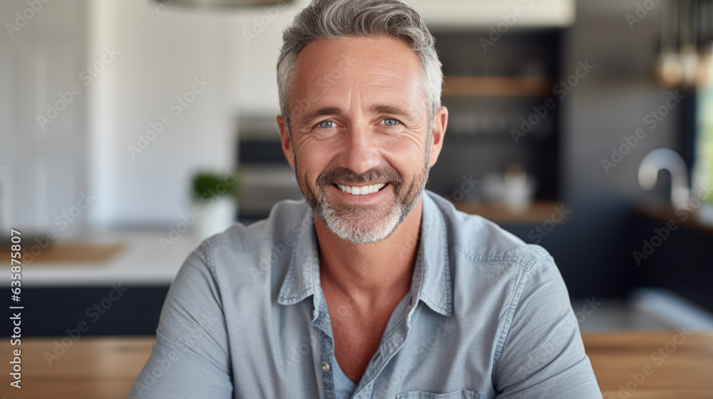 Middle-aged man smiles at the camera. Middle-aged man smiles at the camera.