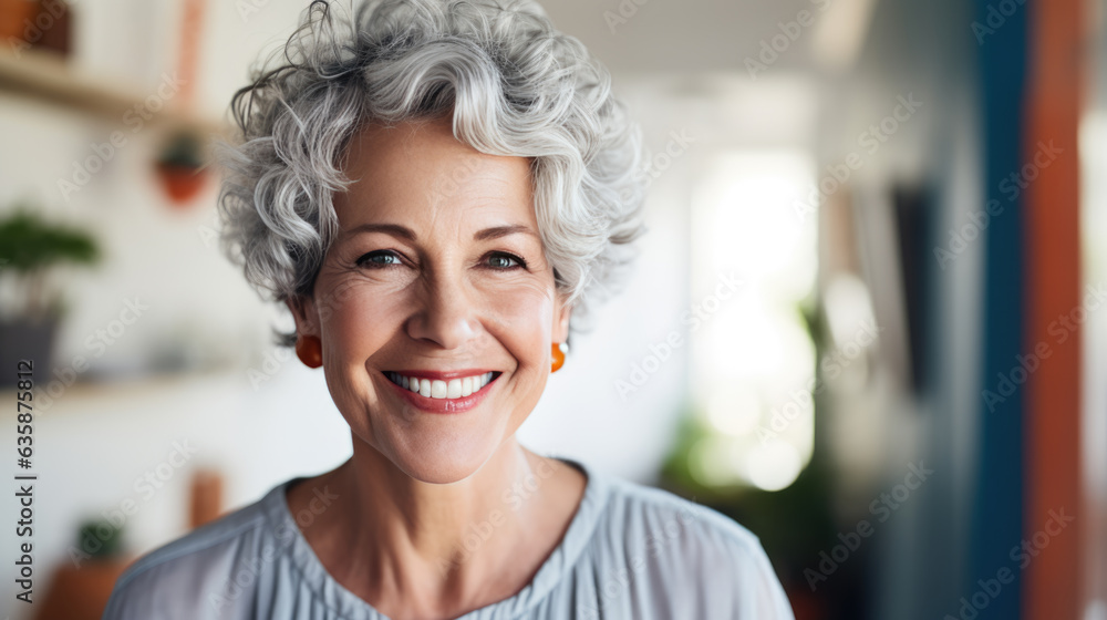 Portrait of a middle-aged woman smiling at the camera. Portrait of a middle-aged woman smiling at the camera.