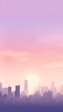 Lavender pastel gradient minimalistic cityscape silhouette skyline hd phone wallpaper, ai generated