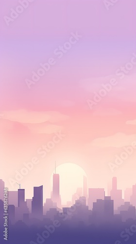 Lavender pastel gradient minimalistic cityscape silhouette skyline hd phone wallpaper, ai generated