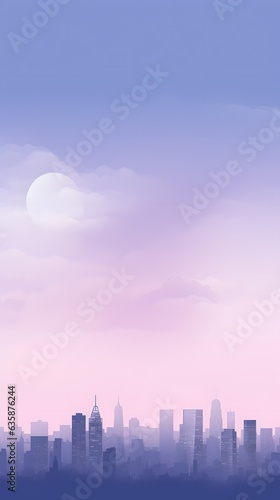 Lavender pastel gradient minimalistic cityscape silhouette skyline hd phone wallpaper  ai generated