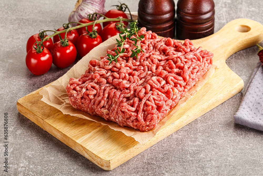 Raw minced beef uncooked meat Raw minced beef uncooked meat