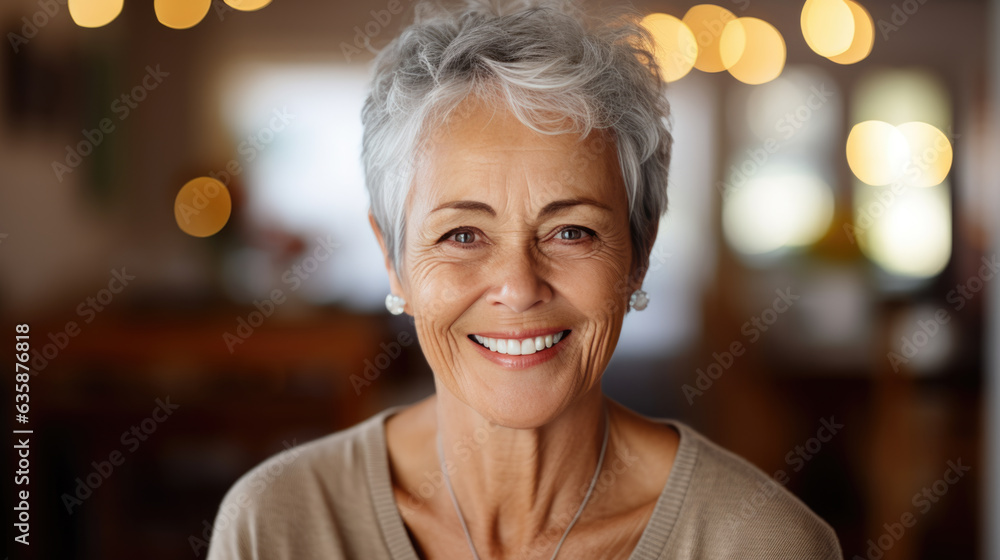 Portrait of a middle-aged woman smiling at the camera. Portrait of a middle-aged woman smiling at the camera.