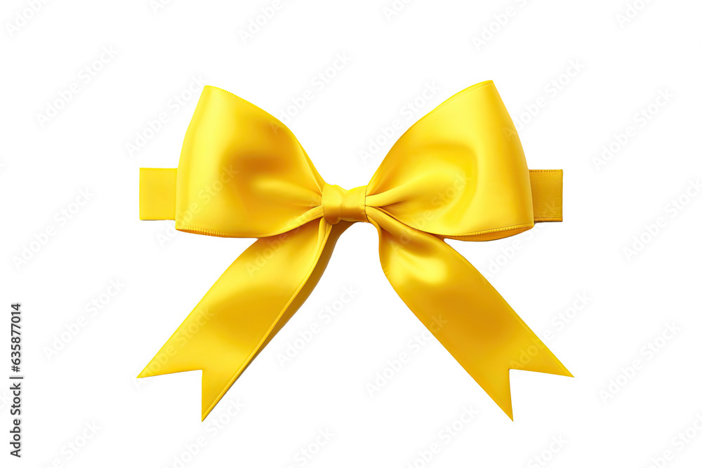 Christmas yellow ribbon for decoration in gift box new year festival party isolated on clean png background, luxury red bows elements for Birthday present, with Generative Ai. Christmas yellow ribbon for decoration in gift box new year festival party isolated on clean png background, luxury red bows elements for Birthday present, with Generative Ai.