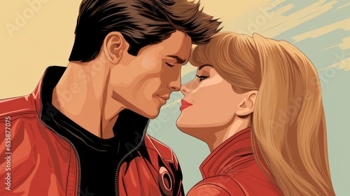 Marvel Comics Style Couple in Love - colorfull graphic novel illustration in comic style