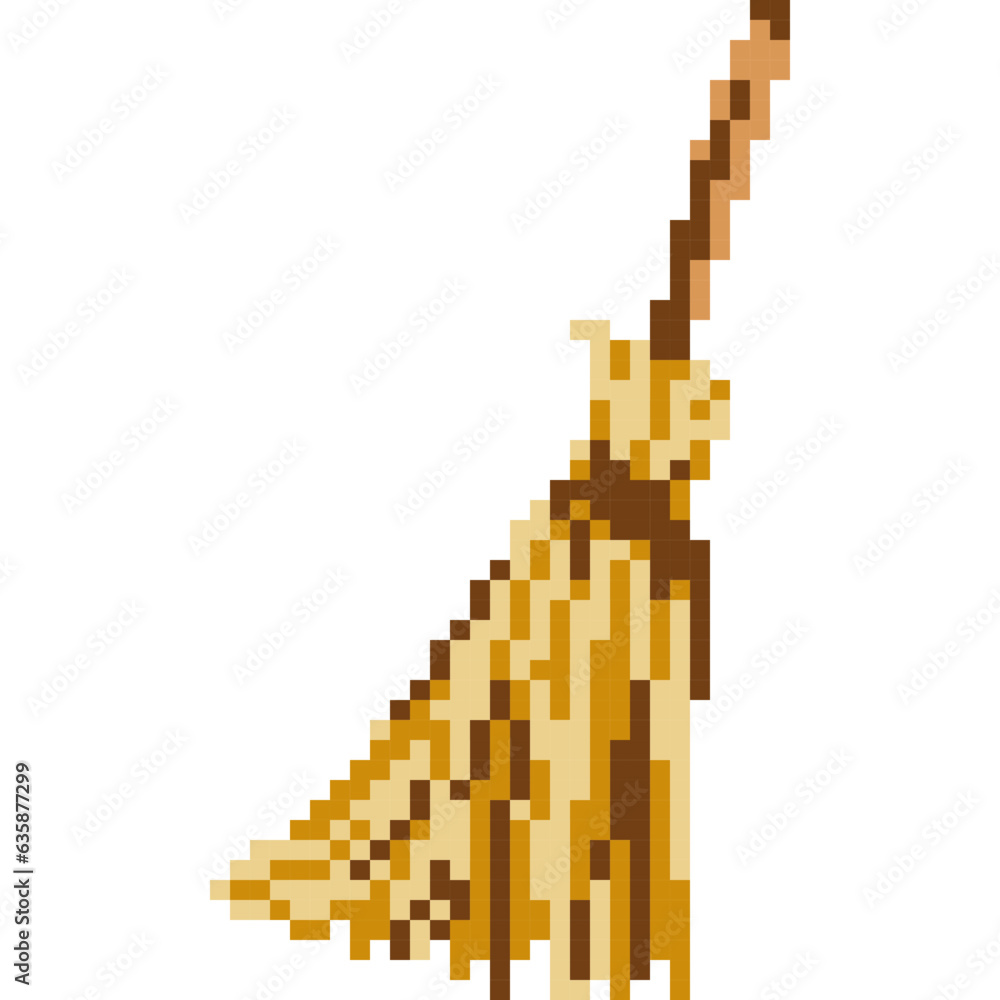 Fototapeta premium Broom cartoon icon in pixel style