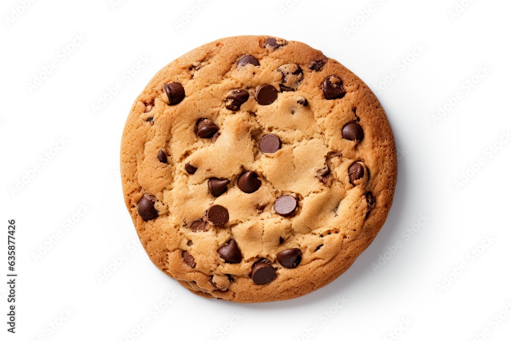 Chocolate chip cookies on a white background isolated. Homemade happiness. Crunchy biscuit