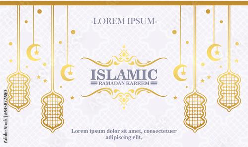 luxury white ramadan kareem banner