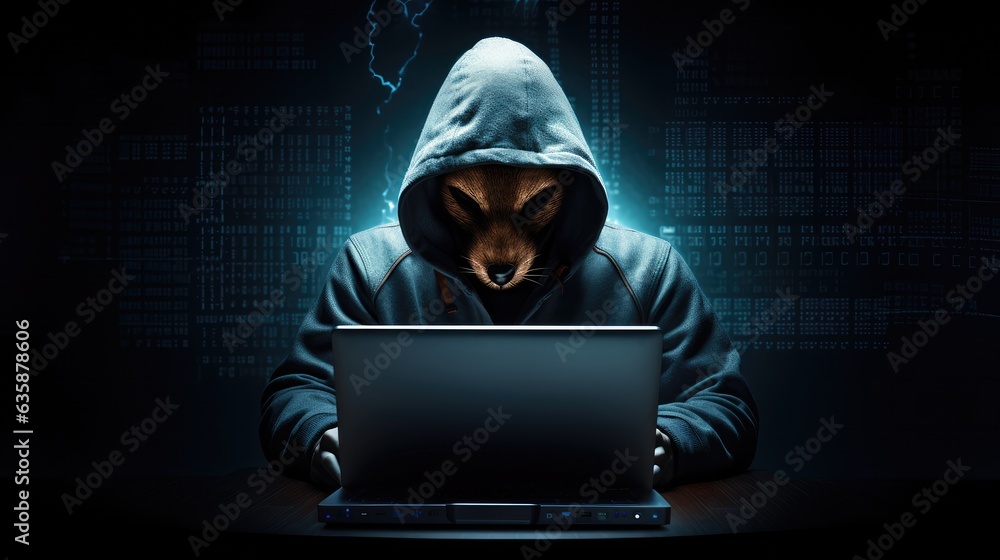 Hacker, Hooded man, Pc, Laptop, Computer, Notebook, Web security, Cyber Attack. CYBER ATTACK IN PROGRESS. Illustration suitable for the awareness campaign on the subject of the cyber security. Hacker, Hooded man, Pc, Laptop, Computer, Notebook, Web security, Cyber Attack. CYBER ATTACK IN PROGRESS. Illustration suitable for the awareness campaign on the subject of the cyber security.