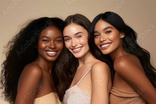 Beautiful diversity women face skin healthy beauty no makeup closeup female
