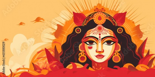 Durga Puja 2023 banner with copyspace, Dussehra 2023, Indian Hindu religious festival