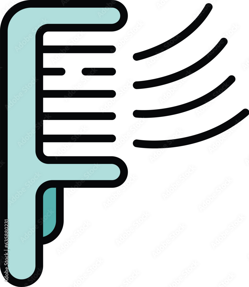 Long hair comb icon outline vector. Conditioner bottle. Cut care color flat Long hair comb icon outline vector. Conditioner bottle. Cut care color flat
