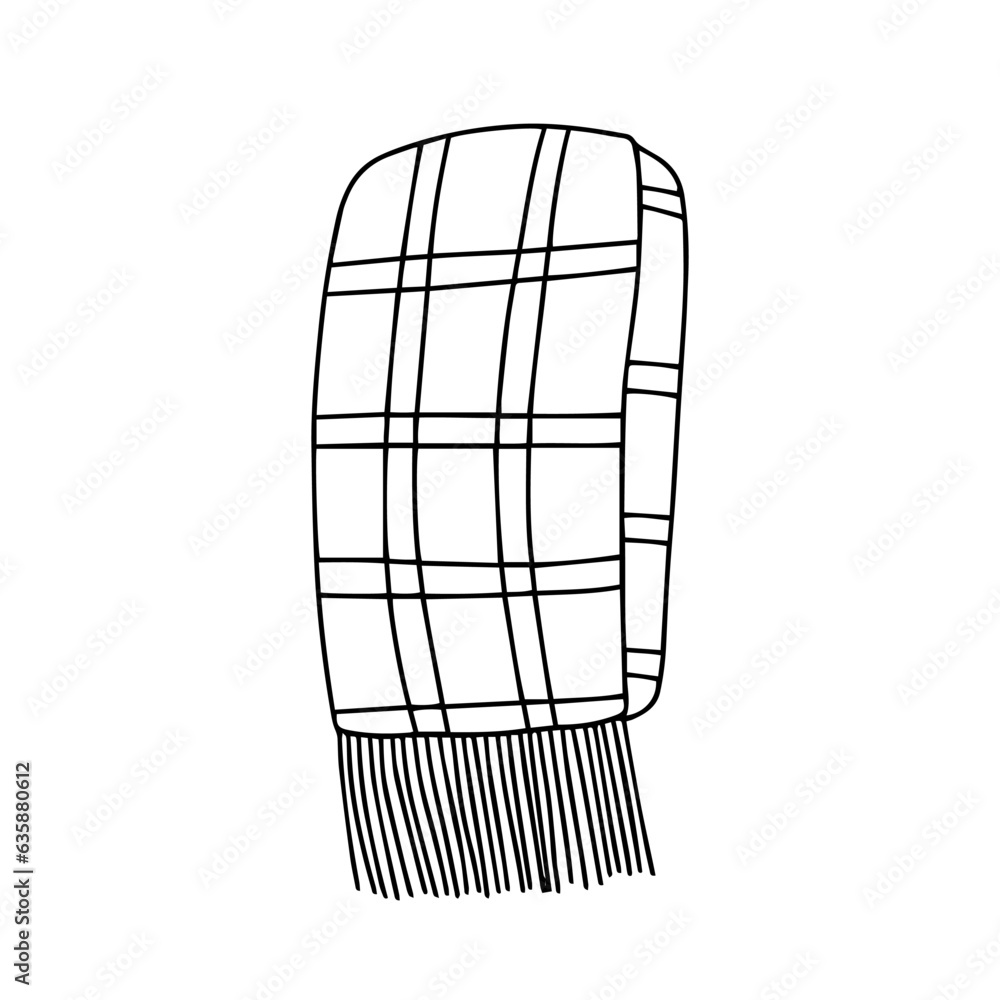 Hand drawn checkered scarf vector sketch Hand drawn checkered scarf vector sketch