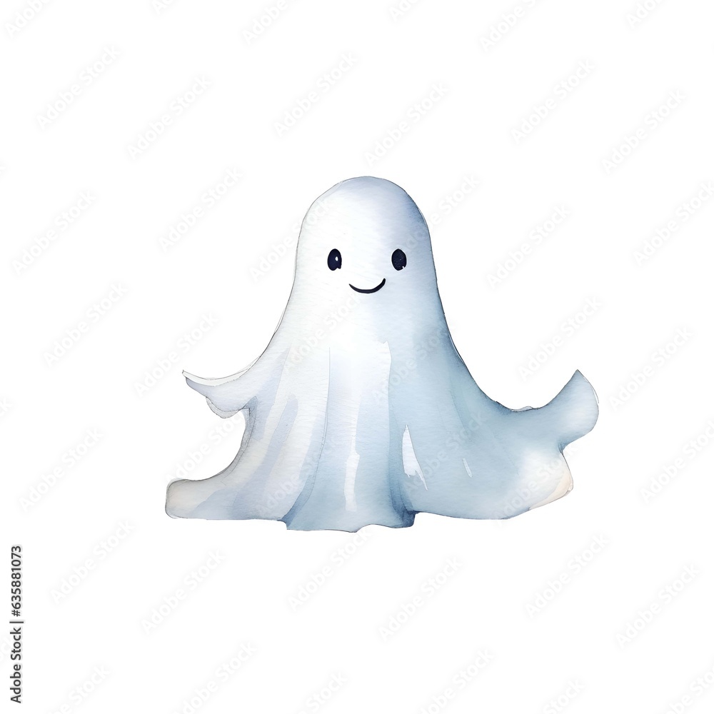 Halloween ghost isolated on white background in watercolor style Halloween ghost isolated on white background in watercolor style