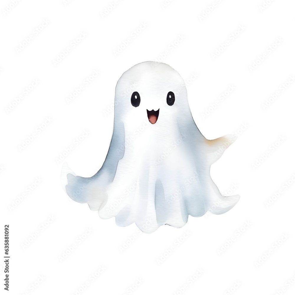 Halloween ghost isolated on white background in watercolor style Halloween ghost isolated on white background in watercolor style