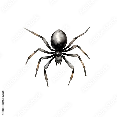 Halloween spider isolated on white background in watercolor style