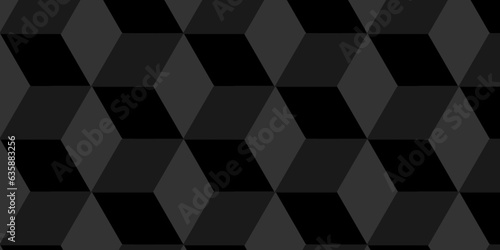  Seamless geometric dark black shape square cube and triangle paper texture. abstract retro Pattern of paper a seamless geometric back cube pattern background. Grey black mosaic backdrop texture. © MdLothfor
