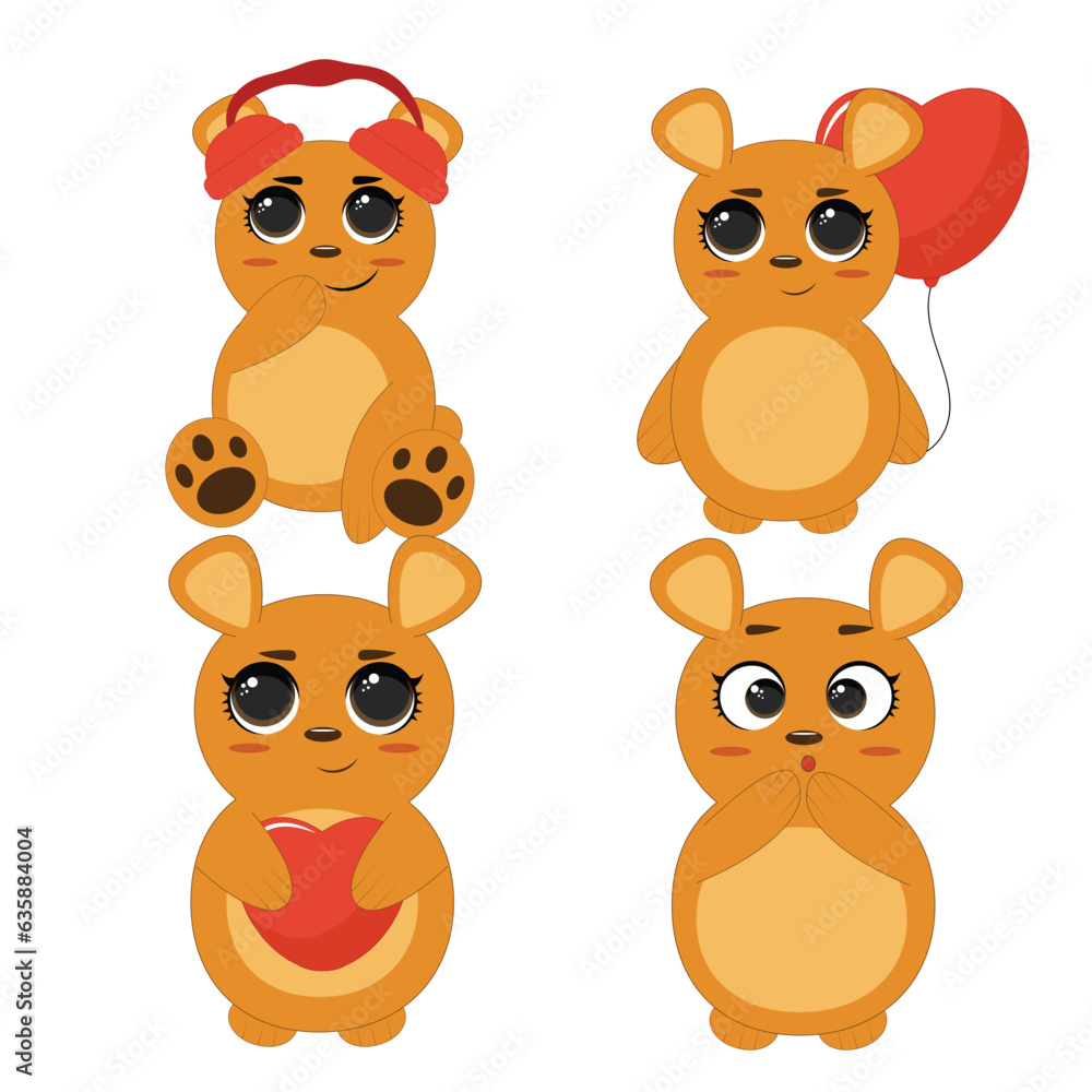 Bear vector set cartoon animal character and cute brown grizzly bear illustration animalistic set children's teddy bear isolated on white background Bear vector set cartoon animal character and cute brown grizzly bear illustration animalistic set children's teddy bear isolated on white background