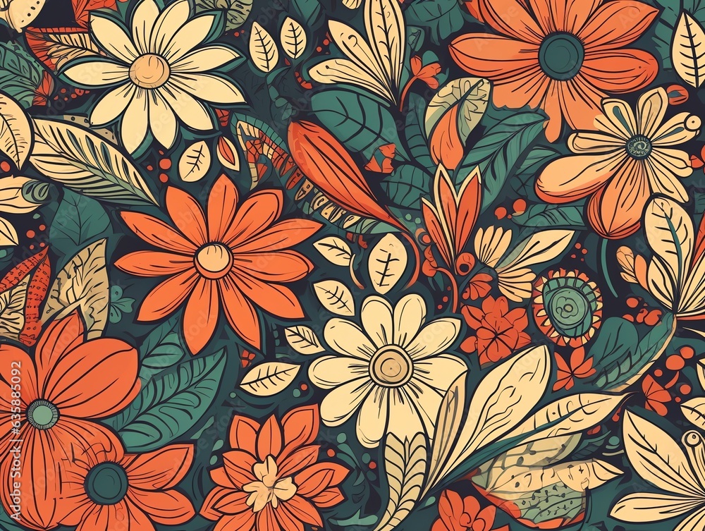 flowers pattern seamles organic style