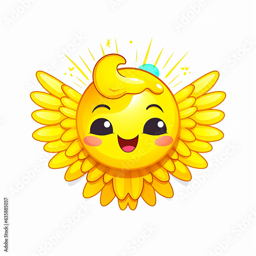 Angel emoticon icon. Emoji summer sticker. On white background. Ai Generative