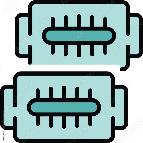 Razor steel icon outline vector. Barber cut. Salon care color flat