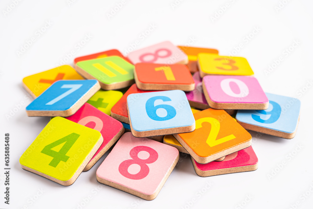 Math number colorful on white background, education study mathematics learning teach concept. Math number colorful on white background, education study mathematics learning teach concept.