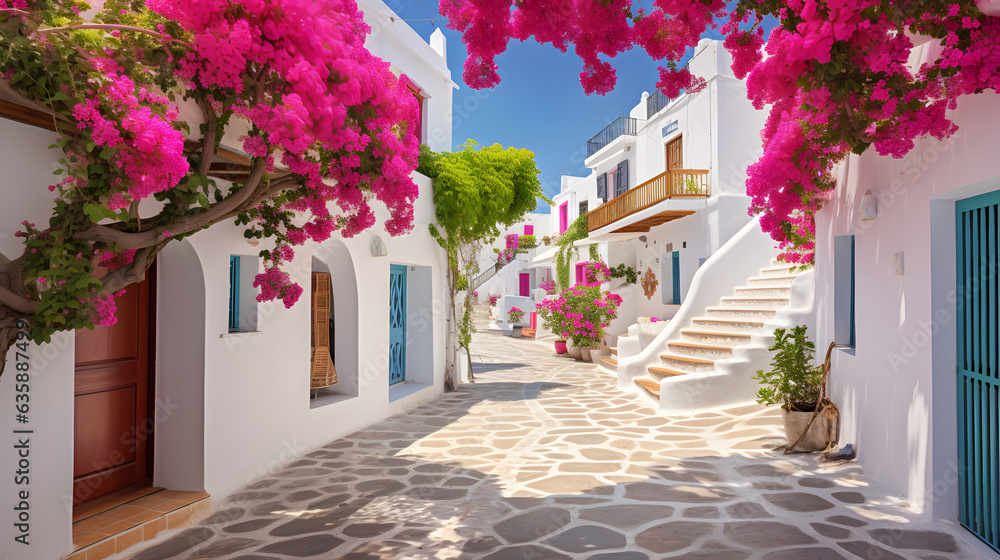 Fototapeta premium Immerse yourself in the Mediterranean's timeless charm with this mesmerizing image. Charming coastal villages nestled along the shoreline exude a sense of serenity and cultural richness. White-washed