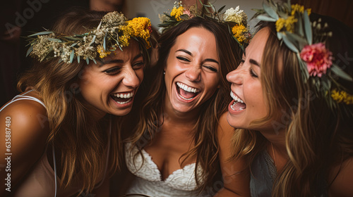 Canvas Print Portrait of girlfriends at a bridal shower