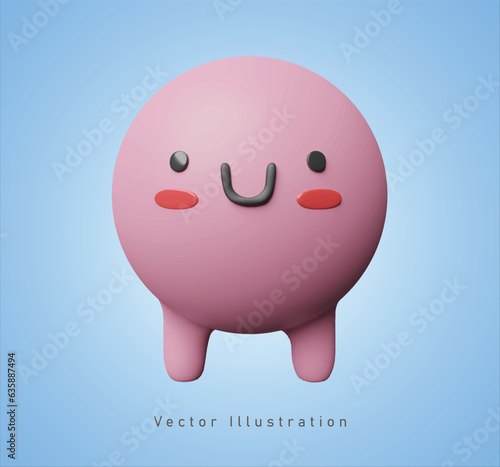 cute pink monster in 3d render design.