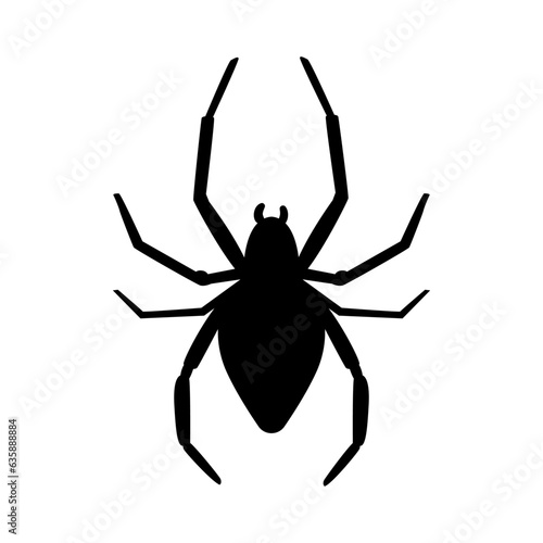 Spider black silhouette vector illustration isolated on white. 