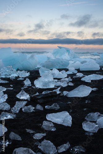 Diamond Beach is a striking black-sand beach famed for the huge, glistening iceberg fragments drifting ashore.